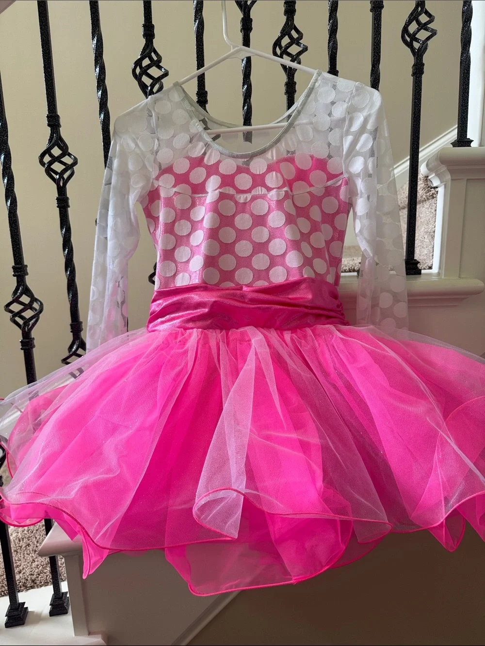 Weissman Hot Pink Polka Dot Tulle Dance Costume